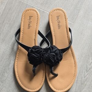 Bay Studio Tan and Black Floral Sandals